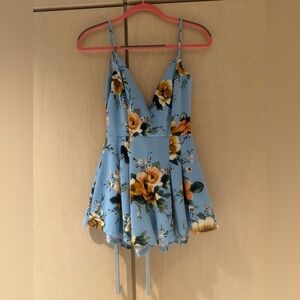 Blue floral romper